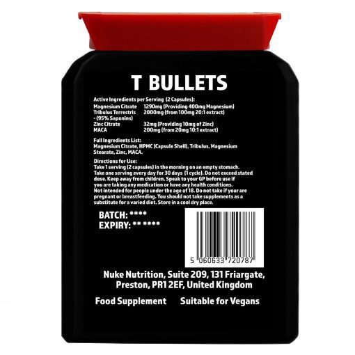 Testosterone Booster Anabolic Stack - Nuke Nutrition T Bullets 100% Research-Backed