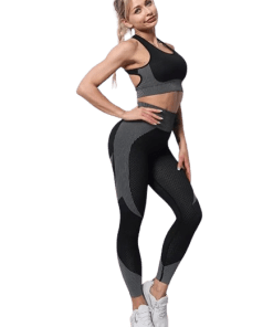 2 Piece Womens Gym Set Seamless Leggings and Gym Top