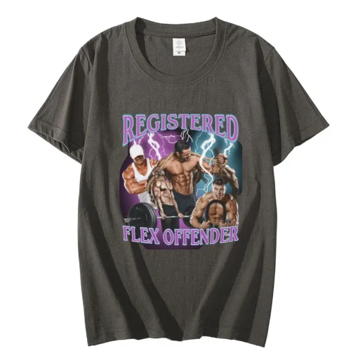 Funny Gym T Shirt - Registered Flex Offender 100% Cotton