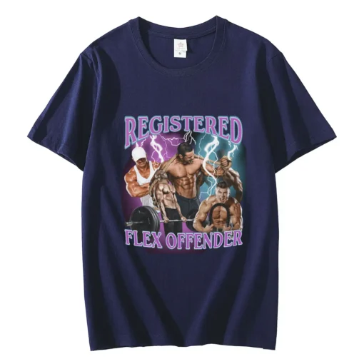 Funny Gym T Shirt - Registered Flex Offender 100% Cotton