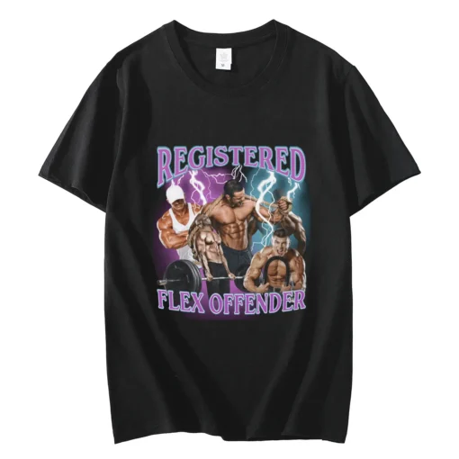 Funny Gym T Shirt - Registered Flex Offender 100% Cotton