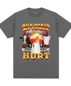 Funny Gym T-Shirt - Milk Makes My Tummy Hurt