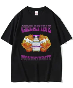 Creatine Monohydrate Print Funny Meme T Shirt for Men