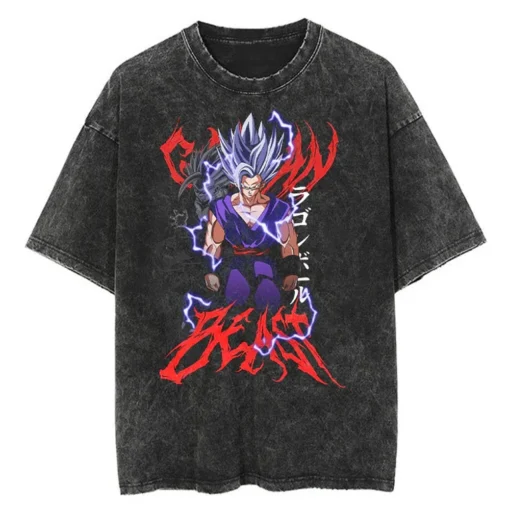 Dragon Ball Gym T-Shirt – Vintage Washed Oversized Anime Workout Tee | Super Saiyan Fitness Streetwear - Image 2
