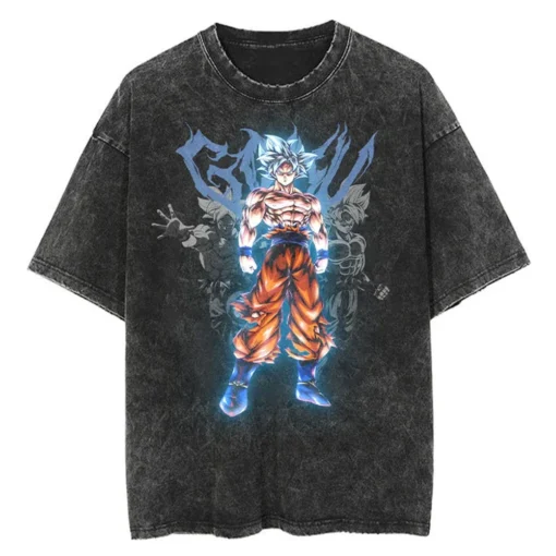 Dragon Ball Gym T-Shirt – Vintage Washed Oversized Anime Workout Tee | Super Saiyan Fitness Streetwear - Image 12
