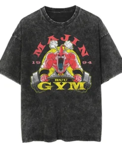 Dragon Ball Gym T-Shirt – Vintage Washed Oversized Anime Workout Tee | Super Saiyan Fitness Streetwear