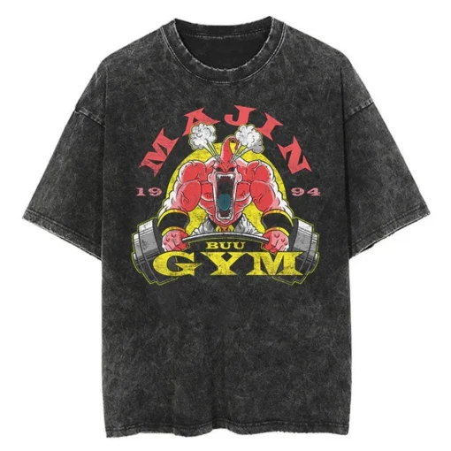 Dragon Ball Gym T-Shirt – Vintage Washed Oversized Anime Workout Tee | Super Saiyan Fitness Streetwear - Image 14