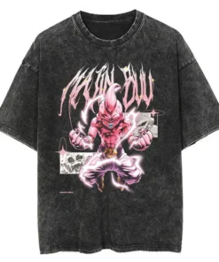 Dragon Ball Gym T-Shirt – Vintage Washed Oversized Anime Workout Tee | Super Saiyan Fitness Streetwear
