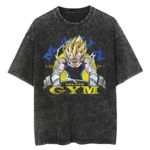 Dragon Ball Gym T-Shirt – Vintage Washed Oversized Anime Workout Tee | Super Saiyan Fitness Streetwear