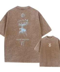 Alternative view of God Hand T-Shirt – Berserk Inspired Design | Cotton Oversized Anime Tee with Blue Hand Art