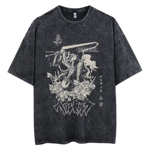 Berserk T-Shirt – Guts Silhouette &Amp; Red Moon Design | Cotton Oversized Anime Tee - Image 3