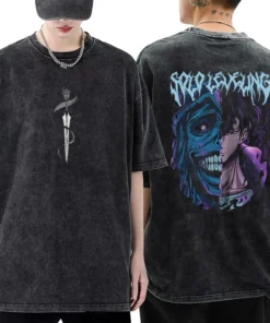 Alternative view of Solo Leveling T-Shirt – Dark Fantasy Design | Cotton Oversized Tee with Shadow Monarch & Sung Jinwoo Art