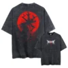 Berserk T-Shirt – Guts Silhouette &Amp; Red Moon Design | Cotton Oversized Anime Tee