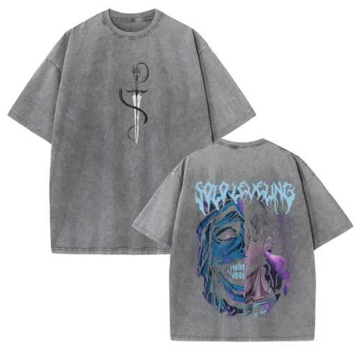 Solo Leveling T-Shirt – Dark Fantasy Design | Cotton Oversized Tee With Shadow Monarch &Amp; Sung Jinwoo Art - Image 3