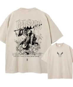 Berserk T-Shirt – Guts Silhouette &Amp; Red Moon Design | Cotton Oversized Anime Tee