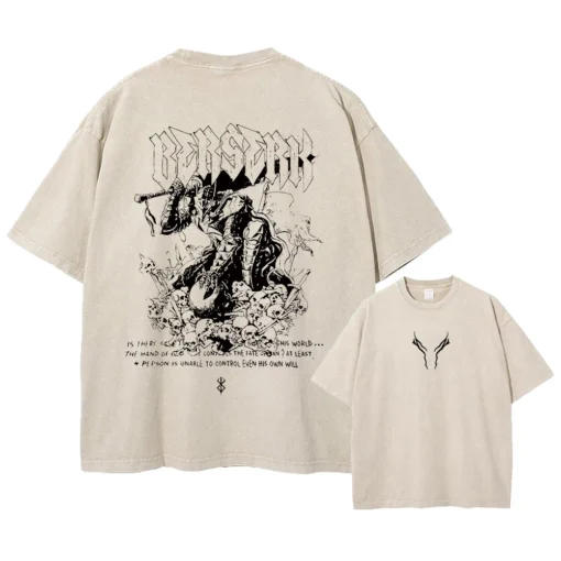 Berserk T-Shirt – Guts Silhouette &Amp; Red Moon Design | Cotton Oversized Anime Tee - Image 5