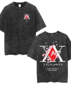 Anime Hunter × Hunter T-Shirt – Cherry Blossom X Logo | Cotton Oversized Tee with Anime Art Design