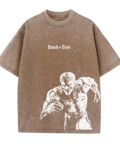 Attack On Titan T-Shirt – Anime Fan Art Design With Character Collage | Oversized Beige Tee