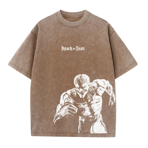 Attack On Titan T-Shirt – Anime Fan Art Design With Character Collage | Oversized Beige Tee - Image 4