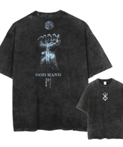 God Hand T-Shirt – Berserk Inspired Design | Cotton Oversized Anime Tee with Blue Hand Art
