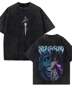 Solo Leveling T-Shirt – Dark Fantasy Design | Cotton Oversized Tee with Shadow Monarch & Sung Jinwoo Art