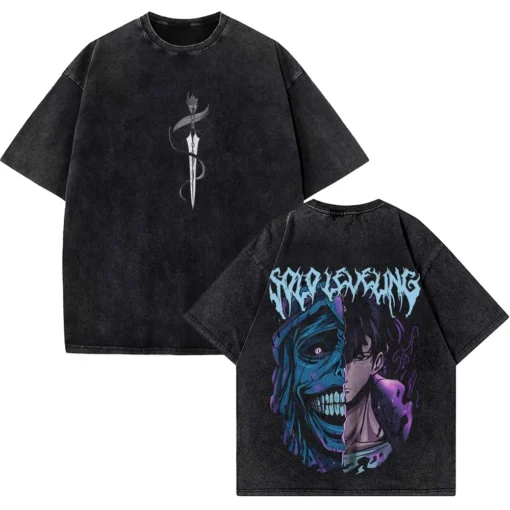 Solo Leveling T-Shirt – Dark Fantasy Design | Cotton Oversized Tee With Shadow Monarch &Amp; Sung Jinwoo Art
