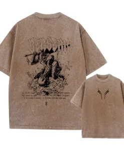 Berserk T-Shirt – Guts Silhouette &Amp; Red Moon Design | Cotton Oversized Anime Tee