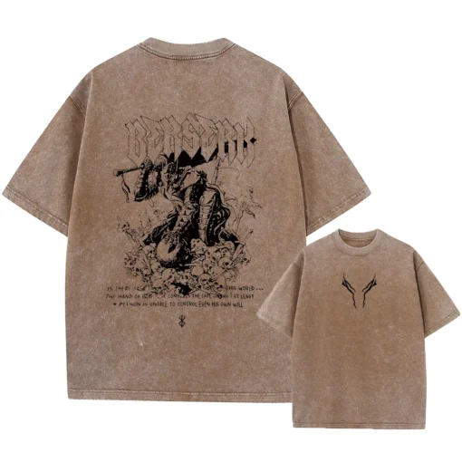 Berserk T-Shirt – Guts Silhouette &Amp; Red Moon Design | Cotton Oversized Anime Tee - Image 4