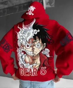One piece gear 5 luffy hoodie – zip-up anime jacket with sleeve graphics (multiple colors) | the gym pro One Piece Gear 5 Luffy Hoodie – Zip-Up Anime Jacket With Sleeve Graphics (Multiple Colors)