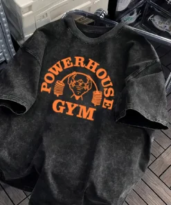 Retro Washed Gorilla World Gym Print 100% Cotton Men Women T-shirt Summer Autumn Daily Outdoor Sports Casual Street Short-sleeve