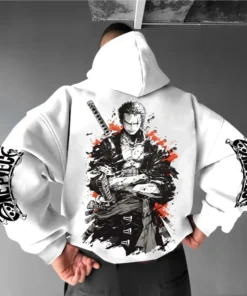 One piece zoro hoodie – anime zip-up jacket with sleeve logo and back graphic (multiple colors) | the gym pro One Piece Zoro Hoodie – Anime Zip-Up Jacket With Sleeve Logo And Back Graphic (Multiple Colors)
