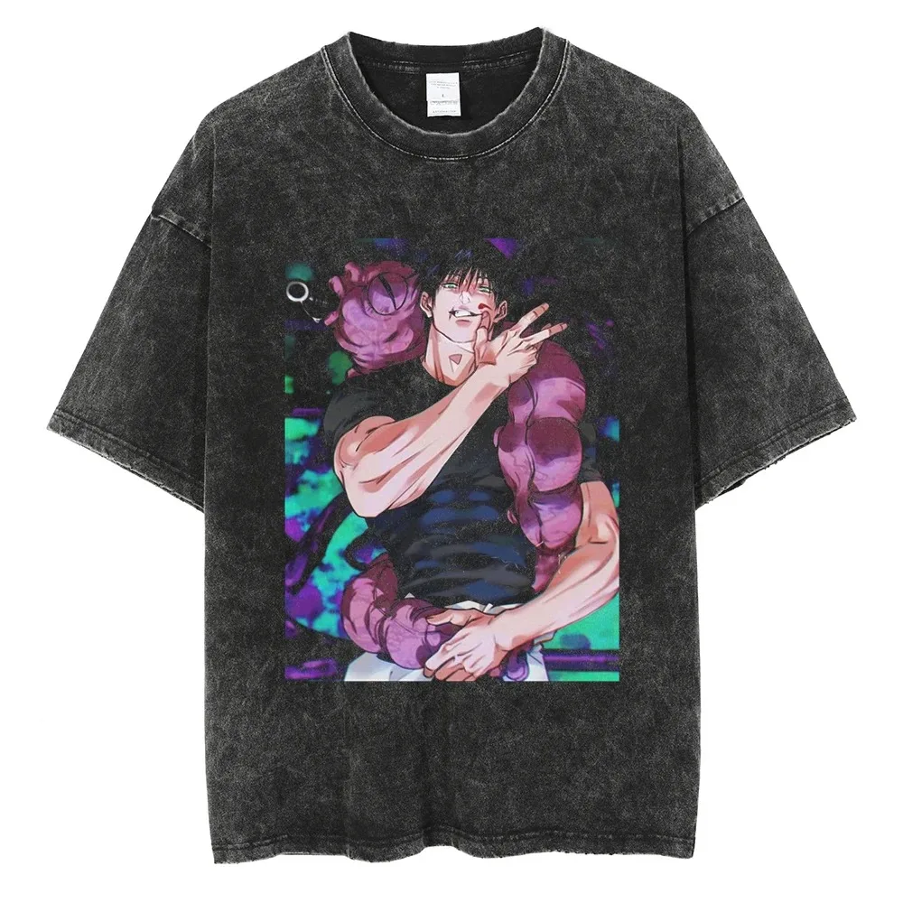 Oversized washed jujutsu kaisen anime t shirt pump cover 100% cotton | the gym pro Oversized Washed Jujutsu Kaisen Anime T Shirt Pump Cover 100% Cotton - Image 49