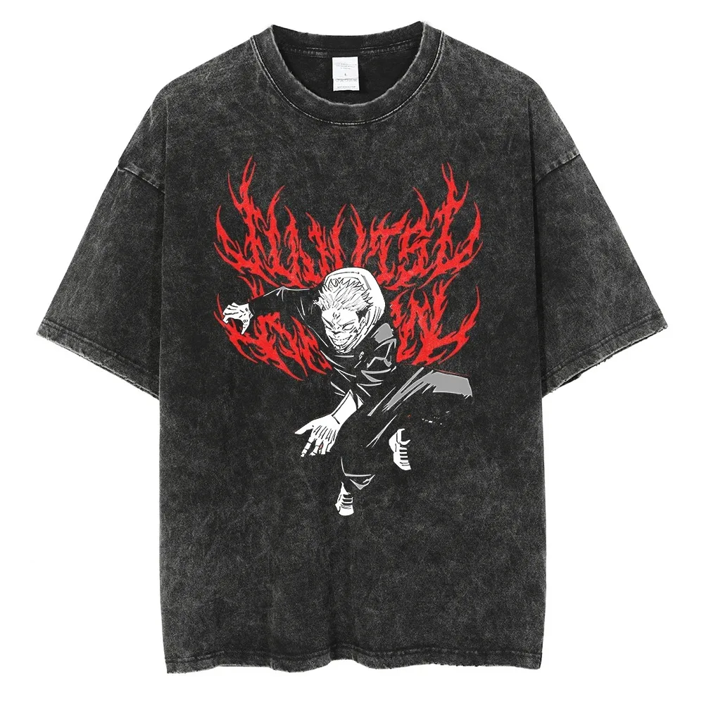 Oversized washed jujutsu kaisen anime t shirt pump cover 100% cotton | the gym pro Oversized Washed Jujutsu Kaisen Anime T Shirt Pump Cover 100% Cotton - Image 51