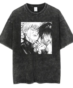 Alternative view of Oversized Washed Jujutsu Kaisen Anime T Shirt Pump Cover 100% Cotton
