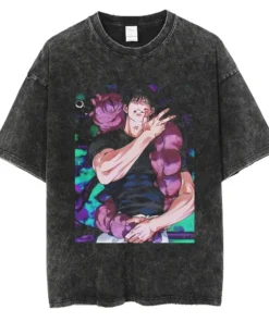 Oversized washed jujutsu kaisen anime t shirt pump cover 100% cotton | the gym pro Oversized Washed Jujutsu Kaisen Anime T Shirt Pump Cover 100% Cotton