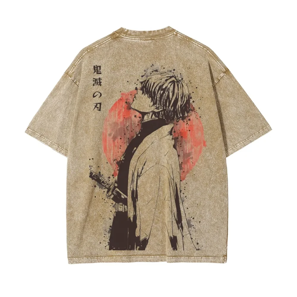 Demon slayer vintage tanjiro graphic t‑shirt – 100% cotton japanese anime tee | the gym pro Demon Slayer Vintage Tanjiro Graphic T‑Shirt – 100% Cotton Japanese Anime Tee