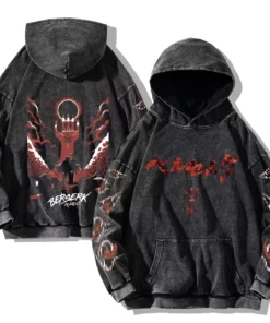 Mens berserk hoodies gothic print vintage washed hoodie hip hop streetwear cotton sweatshirts harajuku casual hooded pullover | the gym pro Mens Berserk Hoodies Gothic Print Vintage Washed Hoodie Hip Hop Streetwear Cotton Sweatshirts Harajuku Casual Hooded Pullover - Image 3