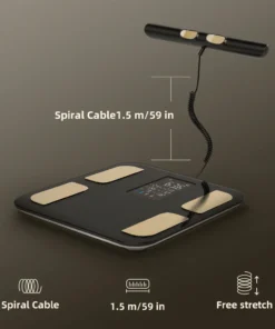 Smart body composition scale with handheld sensor – 1. 5 m spiral cable | fitness & health tracker | the gym pro Smart Body Composition Scale With Handheld Sensor – 1.5 M Spiral Cable | Fitness &Amp; Health Tracker - Image 3