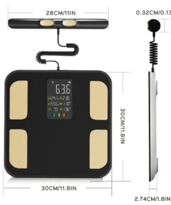 Smart Body Composition Scale with Handheld Sensor – 1.5 m Spiral Cable | Fitness & Health Tracker