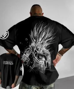 Super saiyan oversized gym t‑shirt – anime pump cover for lifters | the gym pro Super Saiyan Oversized Gym T‑Shirt – Anime Pump Cover For Lifters - Image 2