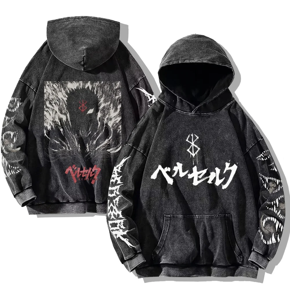 Mens berserk hoodies gothic print vintage washed hoodie hip hop streetwear cotton sweatshirts harajuku casual hooded pullover | the gym pro Mens Berserk Hoodies Gothic Print Vintage Washed Hoodie Hip Hop Streetwear Cotton Sweatshirts Harajuku Casual Hooded Pullover - Image 6