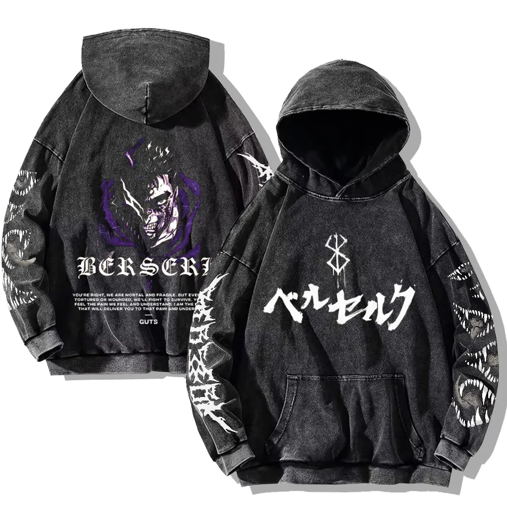 Mens berserk hoodies gothic print vintage washed hoodie hip hop streetwear cotton sweatshirts harajuku casual hooded pullover | the gym pro Mens Berserk Hoodies Gothic Print Vintage Washed Hoodie Hip Hop Streetwear Cotton Sweatshirts Harajuku Casual Hooded Pullover - Image 5
