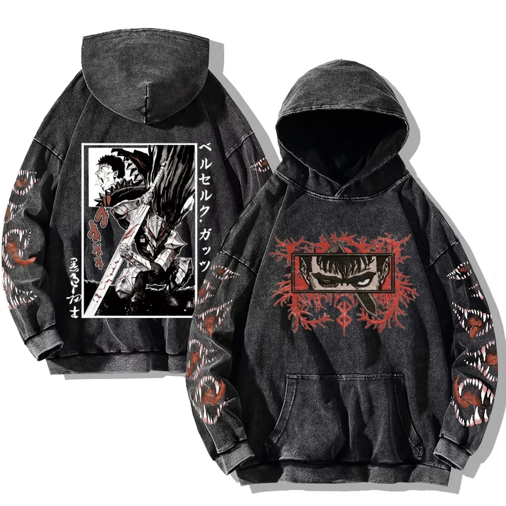 Mens berserk hoodies gothic print vintage washed hoodie hip hop streetwear cotton sweatshirts harajuku casual hooded pullover | the gym pro Mens Berserk Hoodies Gothic Print Vintage Washed Hoodie Hip Hop Streetwear Cotton Sweatshirts Harajuku Casual Hooded Pullover - Image 4