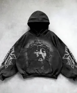 Heavy washed gothic hoodie – oversized y2k streetwear | the gym pro Heavy Washed Gothic Hoodie – Oversized Y2K Streetwear - Image 2