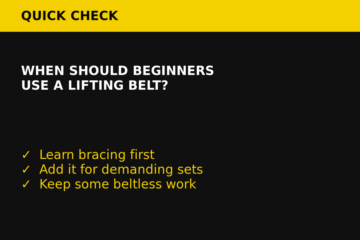 When should beginners use a lifting belt? A practical guide | the gym pro Quick Guide Showing When Beginners Should Use A Lifting Belt